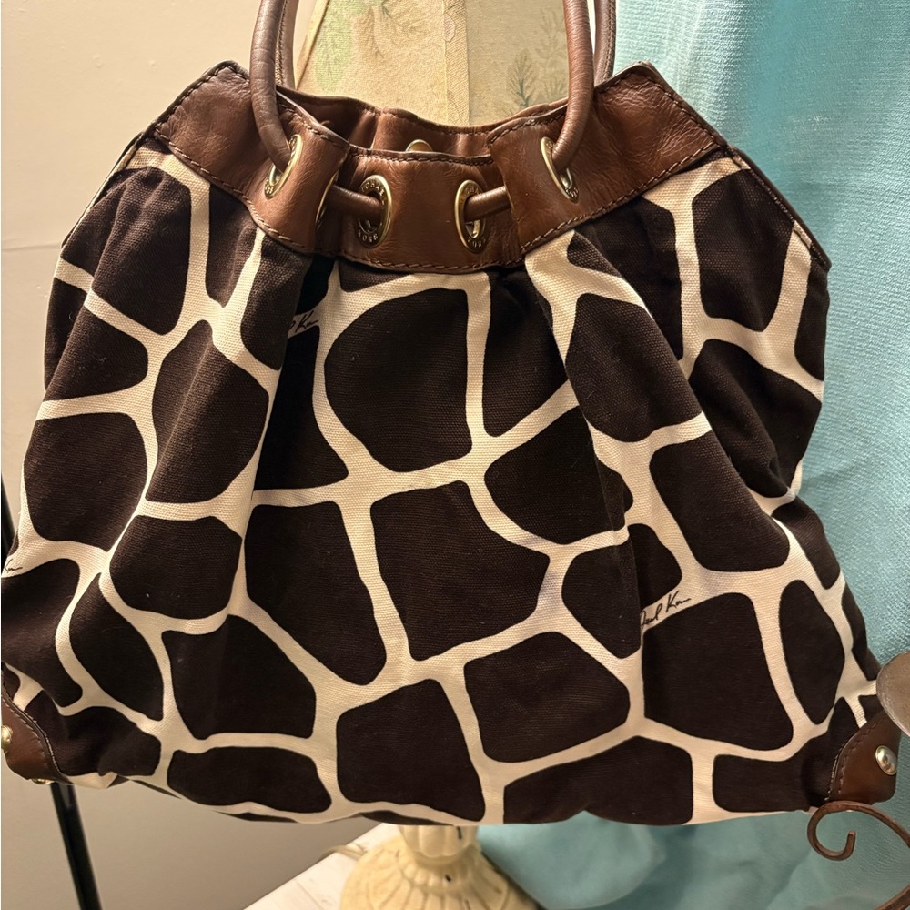 Michael Kors Brown and Cream Giraffe-Print Tote